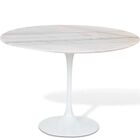 Mesa De Jantar Saarinen Redonda Branca Com Tampo 1 00m - Márm