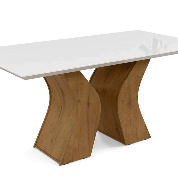 Mesa De Jantar Santorini 6 Lugares Madero Canela Com Off Whit