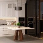 Mesa De Jantar Shell 150x150 Cm Com Tampo De Vidro Off White