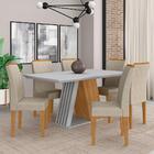 Mesa De Jantar Sícilia 6 Cadeiras Cinamomo/off White/bege - M
