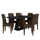 Mesa De Jantar Sícilia 6 Cadeiras Imbuia/preto/suede Marrom -