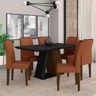 Mesa De Jantar Sícilia 6 Cadeiras Imbuia/preto/suede Terracot