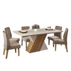 Mesa De Jantar Sofia 160x90 Carvalho/creme Com 6 Cadeiras Cur