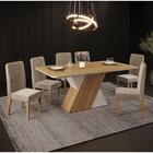 Mesa De Jantar Sofia 170x90 Tampo Chanfrado Carvalho Com 6 Ca