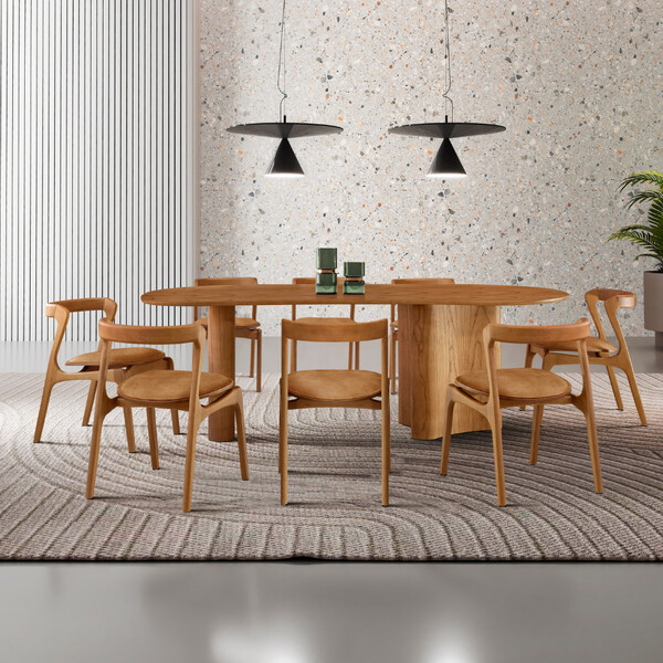 Mesa De Jantar Soláris 220cm Madeira Tampo Laminado Orgânico