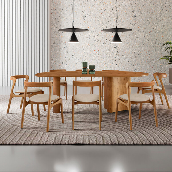 Mesa De Jantar Soláris 220cm Madeira Tampo Laminado Orgânico