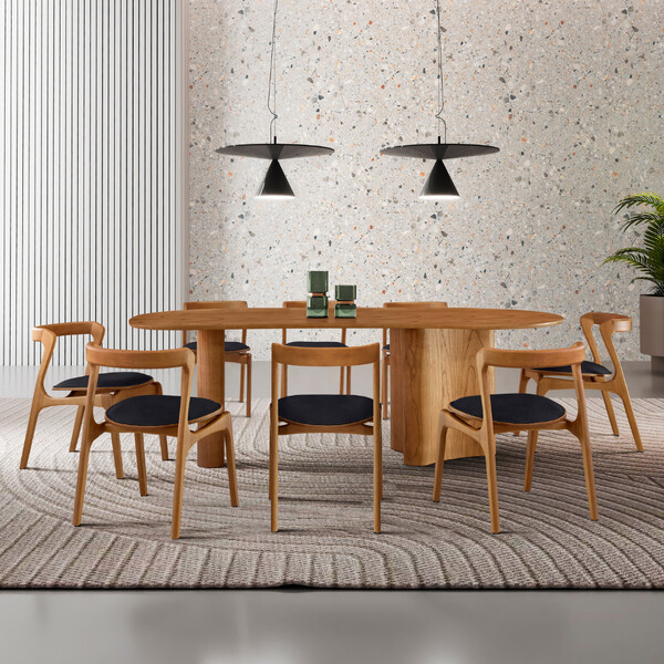 Mesa De Jantar Soláris 220cm Madeira Tampo Laminado Orgânico