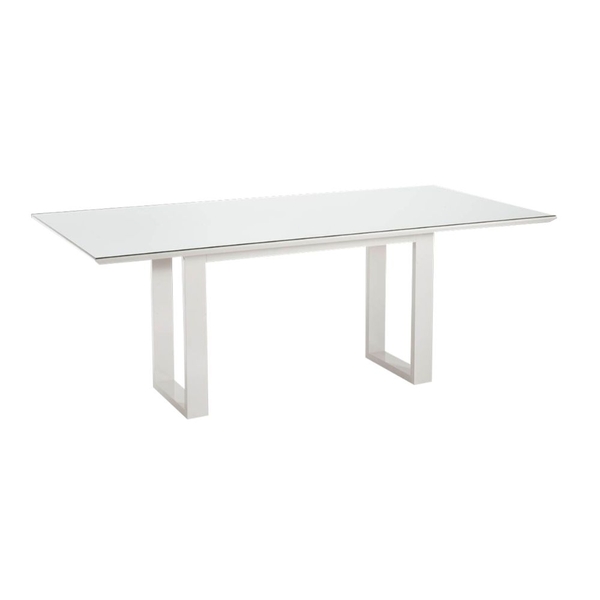 Mesa De Jantar Stella Em Laca Branco Com Vidro 180x90cm Fino