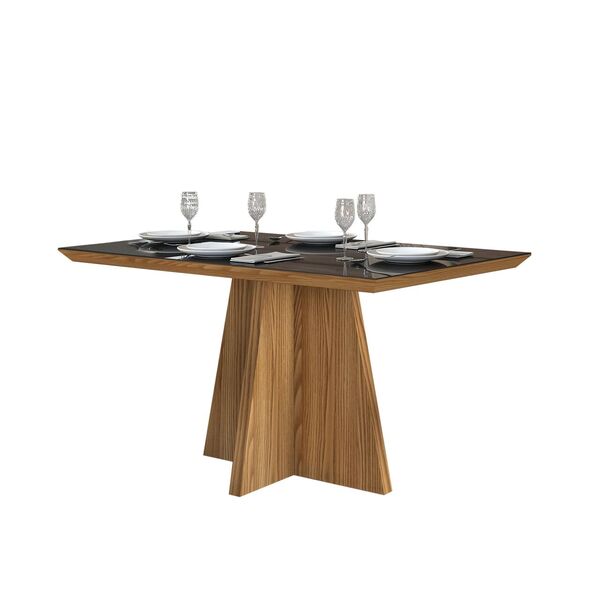 Mesa De Jantar Talia Tampo Chanfrado Com Vidro 140 Cm X 90 Cm