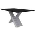 Mesa De Jantar Tampo Com Vidro Alana 160 Cm Preto Base Off Wh
