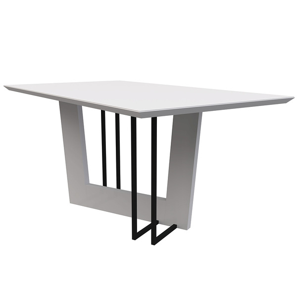 Mesa De Jantar Tampo Com Vidro Cibele 160 Cm Off White - D'ro