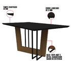 Mesa De Jantar Tampo Com Vidro Cibele 160 Cm Preto Base Imbui