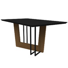 Mesa De Jantar Tampo Com Vidro Cibele 160 Cm Preto Base Imbui
