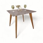 Mesa De Jantar Tampo Com Vidro Quadrada 90x90cm Fendi Slim  F