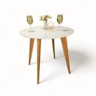 Mesa De Jantar Tampo Com Vidro Redonda 90x90cm Slim