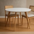 Mesa De Jantar Tampo Com Vidro Redonda 90x90cm Slim Branco