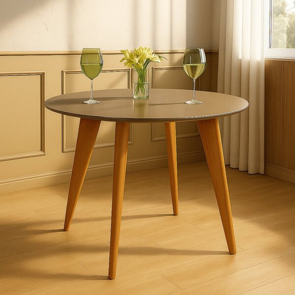 Mesa De Jantar Tampo Com Vidro Redonda 90x90cm Slim Fendi