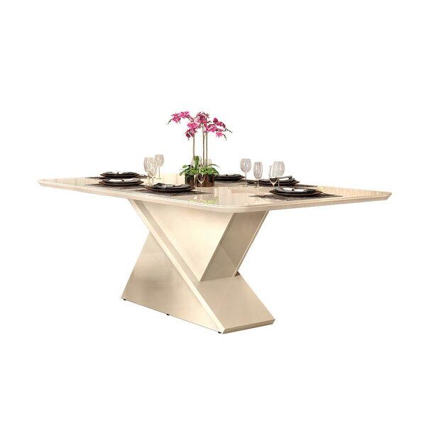 Mesa De Jantar Tampo Curvo Ottawa 200x100 Off White G18 - Gra