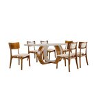 Mesa De Jantar Tampo De Madeira Topazio Com 6 Cadeiras Ravena