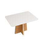 Mesa De Jantar Tampo De Vidro Dallas Carvalho Nobre Off White