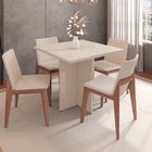 Mesa De Jantar Tampo De Vidro Esra Off White 4 Lugares