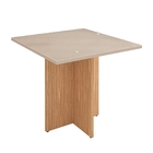 Mesa De Jantar Tampo De Vidro Evans Off White/noce 4 Lugares