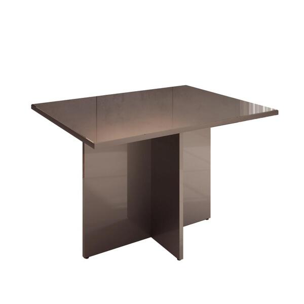 Mesa De Jantar Tampo De Vidro Sally Cinza Pérola 4 Lugares