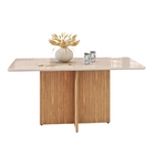 Mesa De Jantar Tampo De Vidro Sofia Off White/noce 6 Lugares