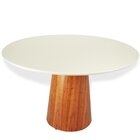 Mesa De Jantar Tampo Em Mdf Com Vidro E Base Em Madeira 135cm