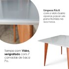 Mesa De Jantar Tampo Em Mdf Com Vidro Quadrada 90x90cm Slim