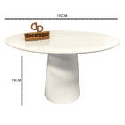 Mesa De Jantar Tampo Laqueado E Vidro 110cm - Base Cone Laque