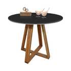 Mesa De Jantar Tampo Laqueado E Vidro 80cm - Base X - Preta