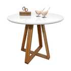 Mesa De Jantar Tampo Laqueado E Vidro 90cm - Base X - Branca