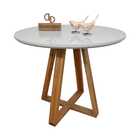 Mesa De Jantar Tampo Laqueado E Vidro 90cm - Base X - Off Whi