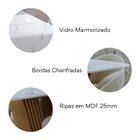 Mesa De Jantar Tampo Marmorizado Branco Com Vidro 6 Lugares I