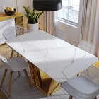 Mesa De Jantar Tampo Marmorizado Branco Com Vidro 6 Lugares I
