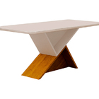 Mesa De Jantar Tampo Mdf-vidro 6 Lugares 1,80m Perola Leifer