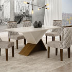 Mesa De Jantar Tampo Mdf-vidro 6 Lugares 1,80m Perola Leifer