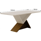 Mesa De Jantar Tampo Mdf-vidro 6 Lugares 1,80m Perola Leifer