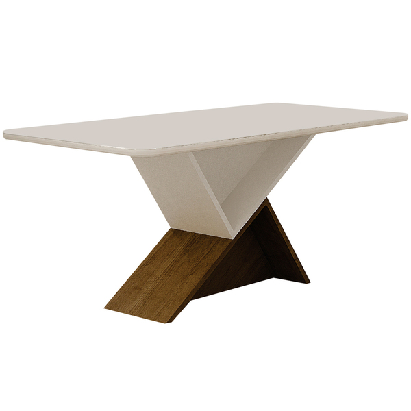 Mesa De Jantar Tampo Mdf-vidro 6 Lugares 1,80m Perola Leifer
