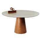 Mesa De Jantar Tampo Redondo Laqueado E Vidro 120cm - Base Co