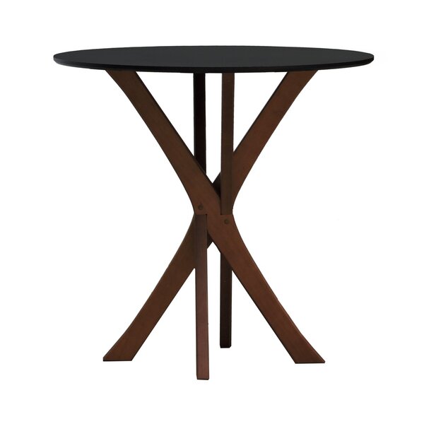 Mesa De Jantar Tiê Tampo Redondo Ø80 Amêndoa/preto