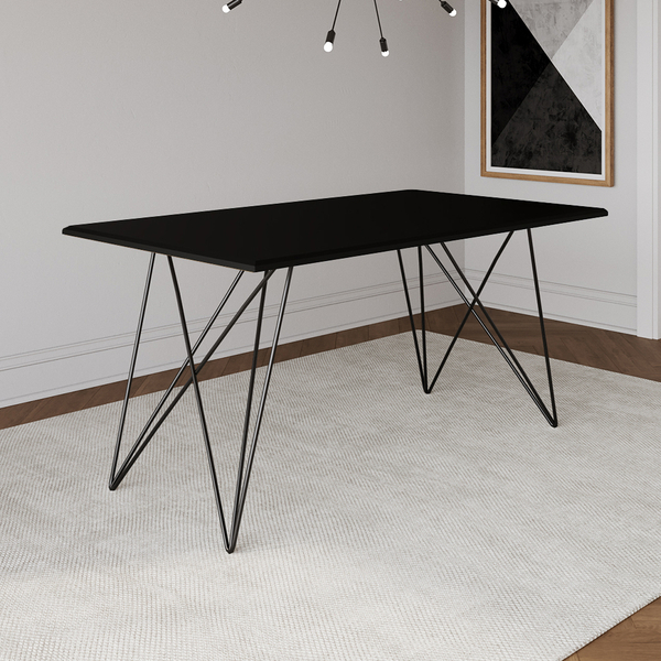 Mesa De Jantar Trama Plus Base Preta Com Tampo Preto 150 X 90