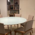 Mesa De Jantar Tulipa Saarinen Redonda 160 Cm + Vidro - Laque