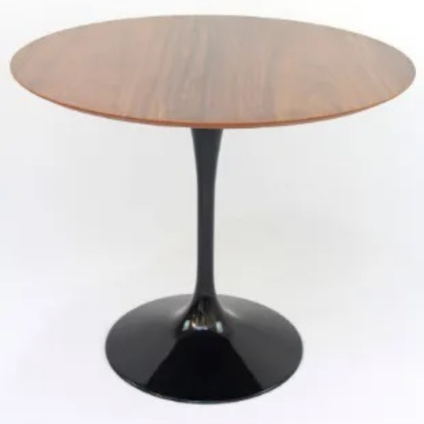 Mesa De Jantar Tulipa Saarinen Redonda 80 Cm - Imbuia - Preto