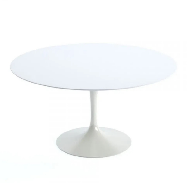 Mesa De Jantar Tulipa Saarinen Redonda 90 Cm + Vidro - Branco