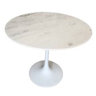 Mesa De Jantar Tulipa Saarinen Redonda 90 Cm Mármore Branco E