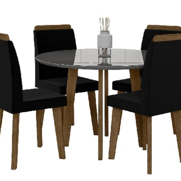 Mesa De Jantar Turmalina Com 4 Cadeiras Diamante Pés Oblongo