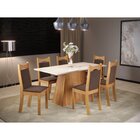 Mesa De Jantar Vanda Retangular Com 6 Cadeiras Dalas Mel/blon