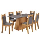 Mesa De Jantar Vanda Retangular Com 6 Cadeiras Dalas Mel/cinz